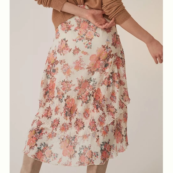 Anthropologie Let Me Be Ruffled Midi Skirt - Picture 2 of 13